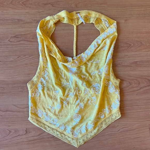 Free People how’s it going Crop Top Tank Top Braided Back - Picture 3 of 7